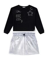 Conjunto blusão boxy short saia em malha foil Nina Go