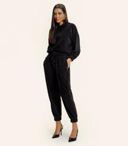 Conjunto Blusão Com Calça Endless Plush Feminina Preto