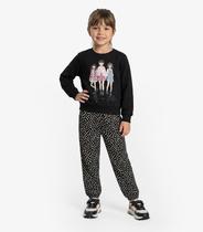 Conjunto Blusão Com Calça Menina Rovi Kids Preto