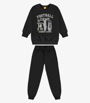 Conjunto Blusão com Calça Moletom Rovi Kids Preto Conjunto Blusão com Calça Moletom Rovi Kids Preto