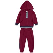 Conjunto Blusão com Capuz Calça Moletom Bordo