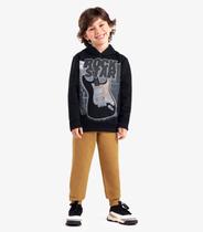 Conjunto Blusão Com Capuz E Calça Rovi Kids Preto