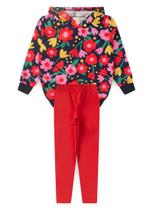 Conjunto Blusão Com Capuz Em Moletom E Legging Flores