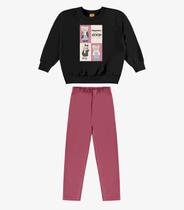 Conjunto Blusão Com Legging Menina Rovi Kids Preto