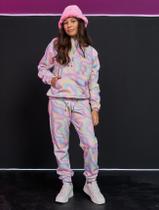 Conjunto Blusão E Calça Jogger Total Print Rosa Dway Conjunto Blusão E Calça Jogger Total Print Rosa Dway