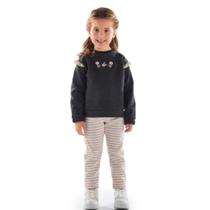 Conjunto Blusão e Calça Listrada Infantil - Cinza & Rosa Claro - Kiki Xodó Conjunto Blusão e Calça Listrada Infantil - Cinza & Rosa Claro - Kiki Xodó