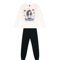 Conjunto Blusão e Calça Moletom Apeluciado Infantil Menina