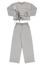 Conjunto Blusão e Calça Wide Leg em Moletom Juvenil Gloss Conjunto Blusão e Calça Wide Leg em Moletom Juvenil Gloss