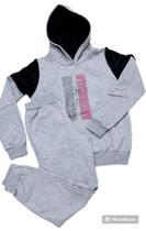 Conjunto Blusão Moletom Capuz Forrado menina 14 16 18 anos TWO COLORS veste 6 8 10 anos