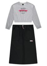 conjunto blusao moletom e saia midi gloss