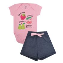 Conjunto Body Bebê 2 peças Suedine e Moletinho