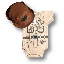 Conjunto Body Bebe + Chapeu Safari Roupa Infantil fantasia