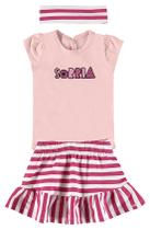 Conjunto Body Bebê com Saia Rodada e Faixa de Cabelo