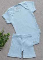 Conjunto Body Bebê Curto Verão Canelado Azul 17 Conjunto Body Bebê Curto Verão Canelado Azul 17