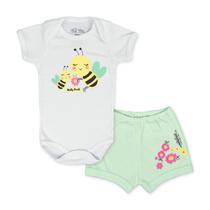 Conjunto Body Bebê Manga Curta Abelhinhas Branco Conjunto Body Bebê Manga Curta Abelhinhas Branco