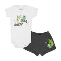 Conjunto Body Bebê Manga Curta Alienigenas Branco Conjunto Body Bebê Manga Curta Alienigenas Branco