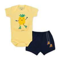Conjunto Body Bebê Manga Curta Caxi Pati Amarelo 21 Conjunto Body Bebê Manga Curta Caxi Pati Amarelo 21