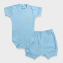 Conjunto Body Bebê Manga Curta em Malha Canelada - Baby Duck Conjunto Body Bebê Manga Curta em Malha Canelada - Baby Duck