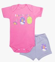 Conjunto Body Bebê Manga Curta Estampado - Baby Duck