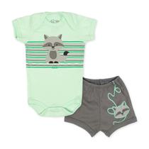 Conjunto Body Bebê Manga Curta Guaxi Verde 21