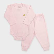 Conjunto Body Bebê Manga Longa em Malha Canelada - Baby Duck