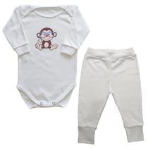 Conjunto Body Bebê Manga Longa Macaco de Óculos + Calça