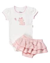 Conjunto Body Bebe Menina + Short Suedine Organica 100% Algodão - Anjos Baby- p