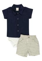 Conjunto Body Bebê Menino Azul Anjos Baby