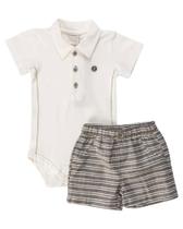 Conjunto Body Bebe Menino + Short Sarjinha 100% Algodão - Anjos Baby