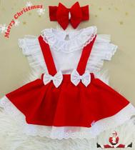 Conjunto Body Bebe Natal Festa Jardineira Infantil Salopete