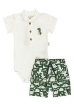Conjunto Body Bebê Verde Anjos Baby