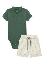 Conjunto Body Bermuda Menino Verde Onda Marinha