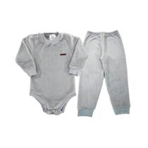 Conjunto Body Calça Fleece Peluciado Inverno Bebê Bodie