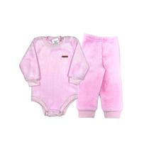 Conjunto Body Calça Fleece Peluciado Inverno Bebê Bodie