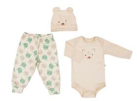 Conjunto Body Calça Urso c/Touca Malha Térmica Sublimado Bege Have Fun
