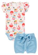 Conjunto Body Canelado Curto Menina - Cupcake - Ame Kids