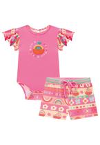 Conjunto Body Canelado Mauí Shorts Molecotton Rosa Kukiê