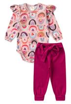 Conjunto Body Canelado Menina - Arco íris - Ame Kids Conjunto Body Canelado Menina - Arco íris - Ame Kids