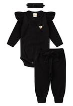 Conjunto Body Canelado Menina - Preto - Ame Kids