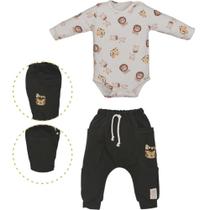 Conjunto Body Com Culote Bebê Menino Marfim Heitor