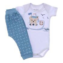 Conjunto Body com Mijão Alto Mar para Bebe Rn a 12 meses - Markha Baby