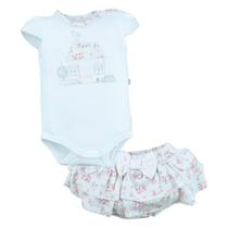 Conjunto Body Com Saia Bebê Menina Suedine Estampado Upi Uli