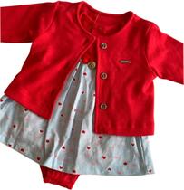 Conjunto Body com Vestido e Casaco Love em Algodão