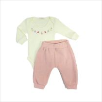 Conjunto Body de Frutinha com Calça Rosa Bordado Atrás