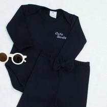 Conjunto Body e Calça Bordado Cute Smile Preto Básico Suedine 100 Algodão Antialérgico Conjunto Body e Calça Bordado Cute Smile Preto Básico Suedine 100 Algodão Antialérgico