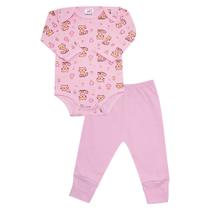 Conjunto Body e Calça Estilinho Suedine Gatinha Rosa
