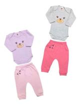Conjunto Body E Mijão/calça Bordado Ursinha Feminino