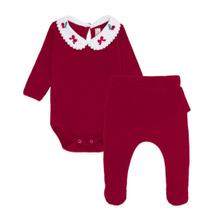 Conjunto body e mijao canelado gola bordado mini coo cereja Conjunto body e mijao canelado gola bordado mini coo cereja
