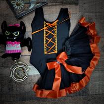 Conjunto Body e Saia de Tule Infantil Juvenil Fantasia Carnaval Halloween Dia das Bruxas Laranja e Preto Conjunto Body e Saia de Tule Infantil Juvenil Fantasia Carnaval Halloween Dia das Bruxas Laranja e Preto