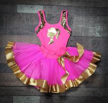 Conjunto Body e Saia de Tule Infantil Juvenil Fantasia de Festa Carnaval Halloween Barbie Rosa Pink